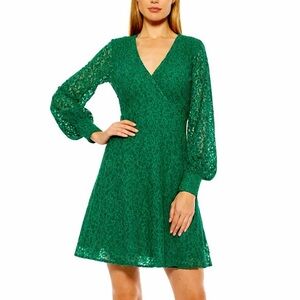 Alexia Admor Emerald Green Lace Fit & Flare Dress - Size 2